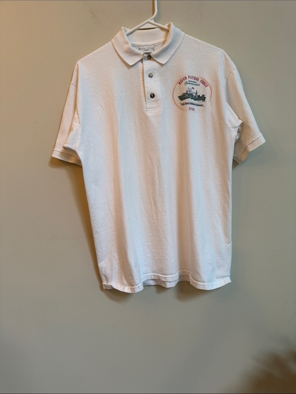 Anvil White Polo with Embroidered Nautical Logo